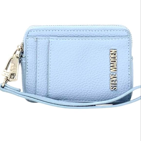 Steve Madden BPipper Zip Around Card Case Wristlet Cornflower Blue - Picture 1 of 8